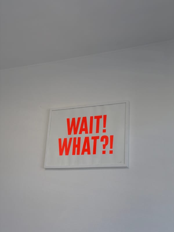 Decorative wall print spotted in Esch-sur-Alzette displays orange lettering