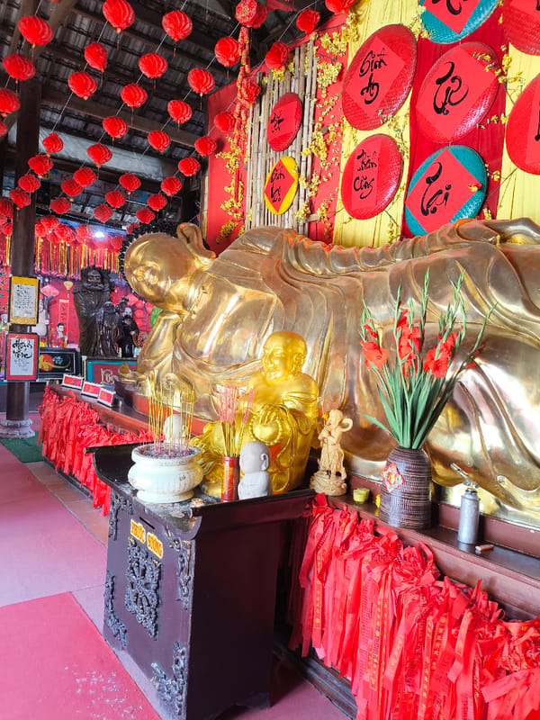 Golden Buddha statue photographed at Lâm Viên, Đà Lạt