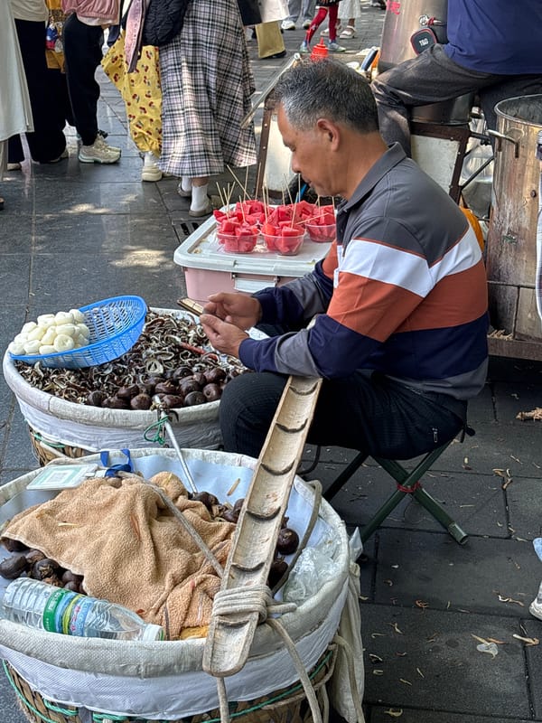 Morning street market activity observed in Jiulongpo District, China