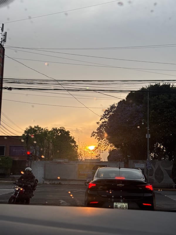 Sunset scene documented in Puebla, Mexico with power lines