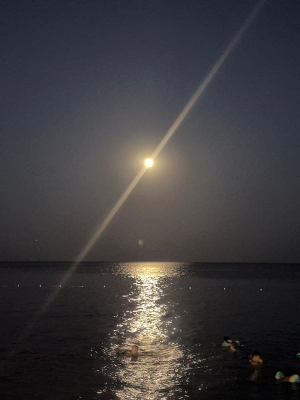 Moonlight over the water, Konyaaltı coast at night
