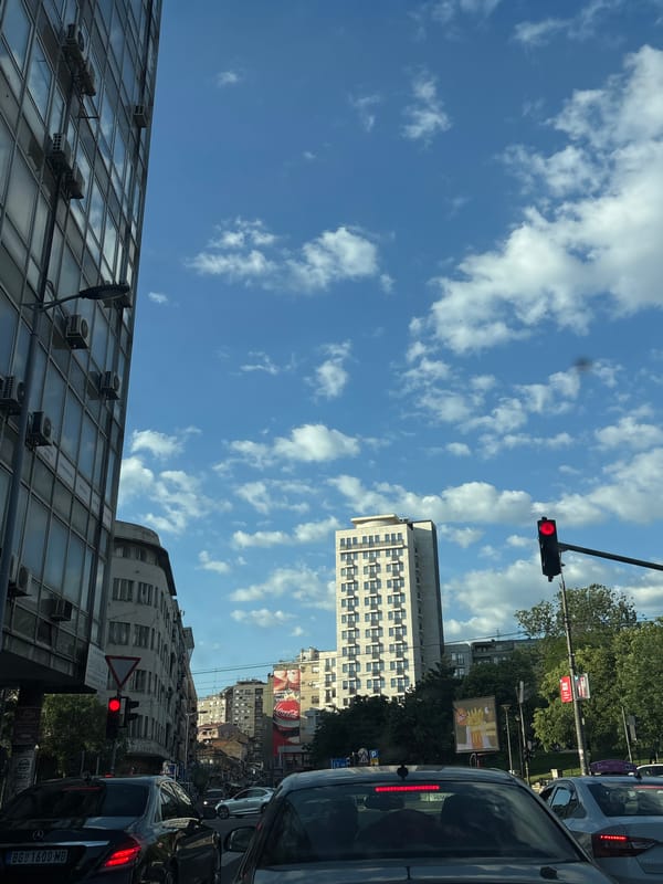 Sunny afternoon street life captured in Belgrade, Serbia