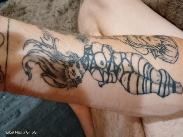 Anime tattoos and artwork spotted in Odesa one evening