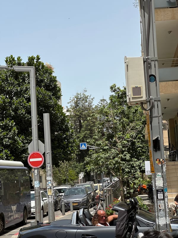 Morning street life and dining captured in Tel Aviv