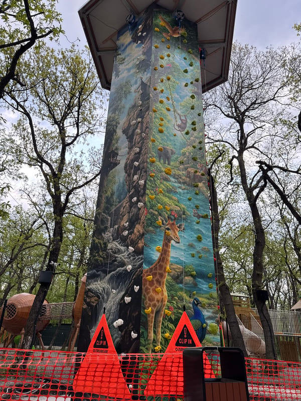 Mural-decorated climbing wall spotted in Haskovo tree grove