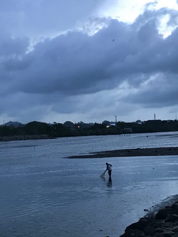 Net fishing observed in overcast Lhokseumawe waters