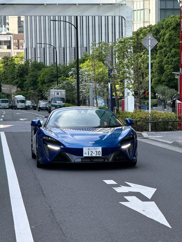 Blue sports car spotted on Minato street Saturday morning