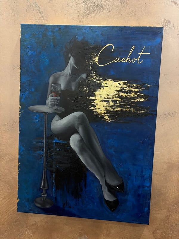 Painting of reclining female figure observed on wall