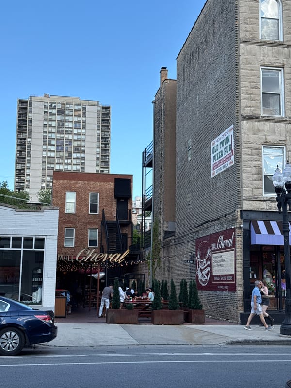Evening street life in Chicago's Old Town neighborhood