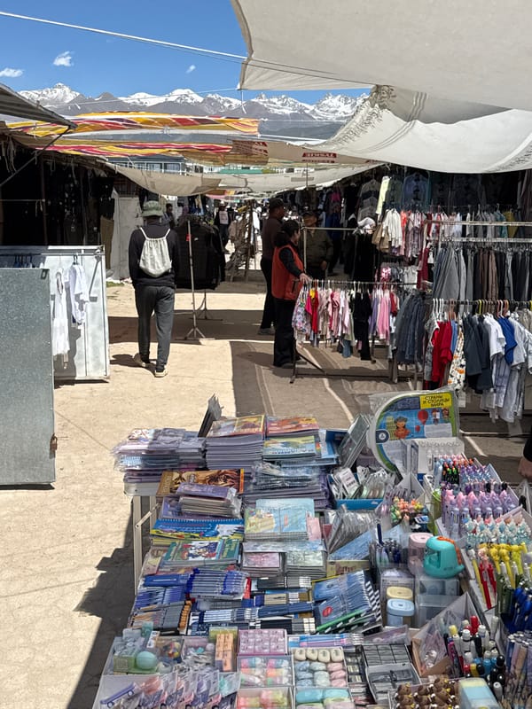 Early morning market activity documented in Bosteri, Kyrgyzstan