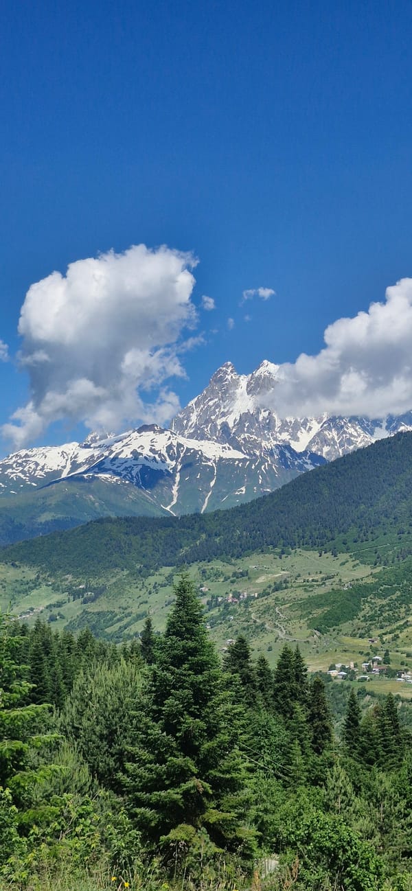 Snow-capped peaks and rural village views from multiple angles