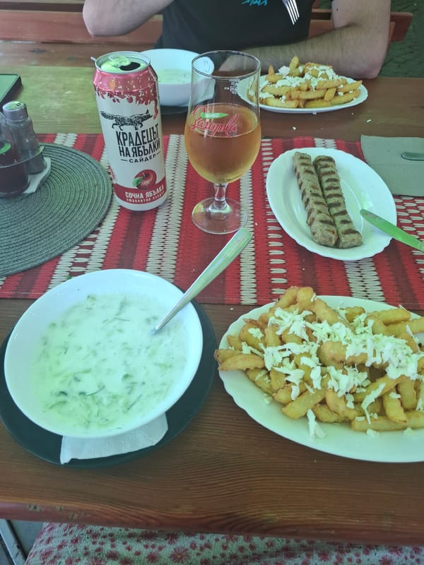 Lunch stop at a café terrace in Lovech's town square