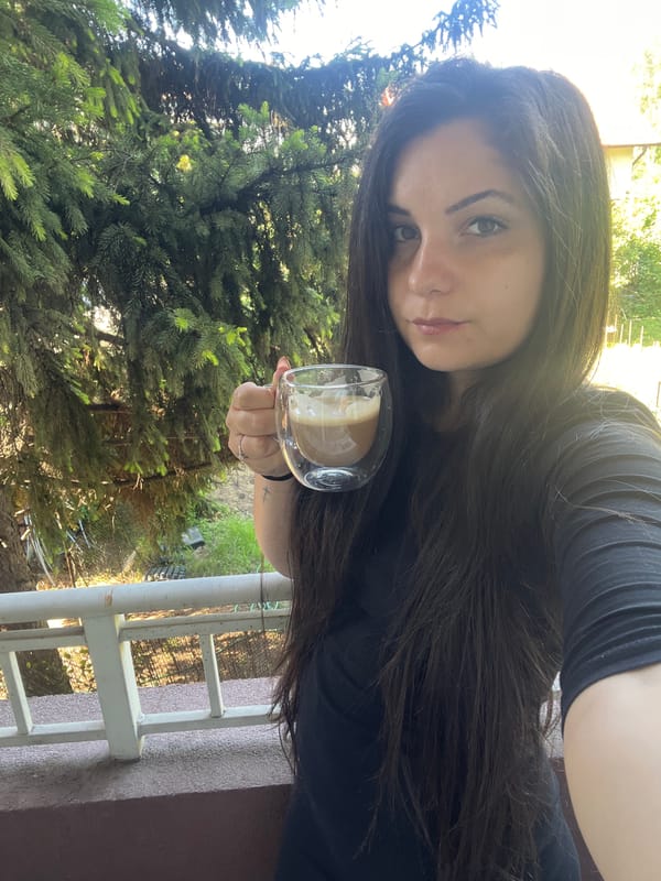 Morning coffee and rabbit feeding in Sofia balcony setting