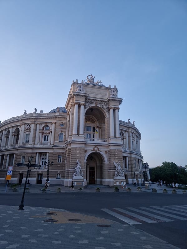 Odessa Opera House and surrounding streets at golden hour