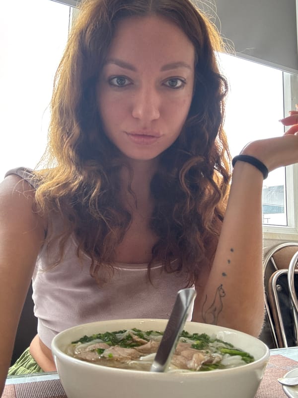 Pho and selfies at a Hanoi hotel dining stop