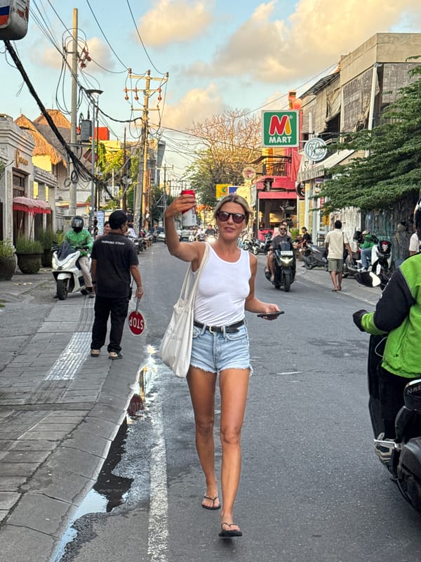 Typical morning street scenes captured in North Kuta tourist area