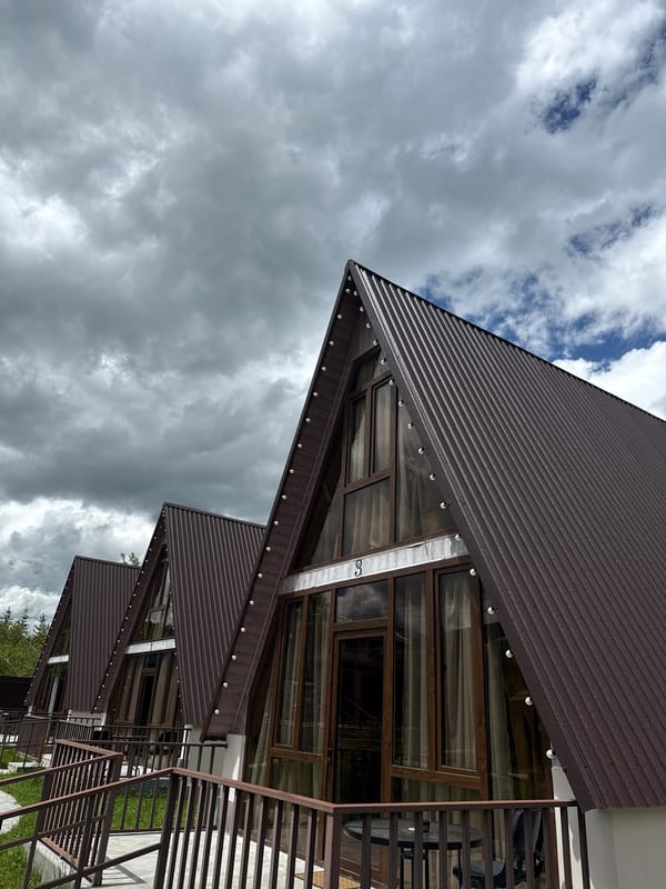 A-frame vacation homes documented in Stepanavan, Armenia