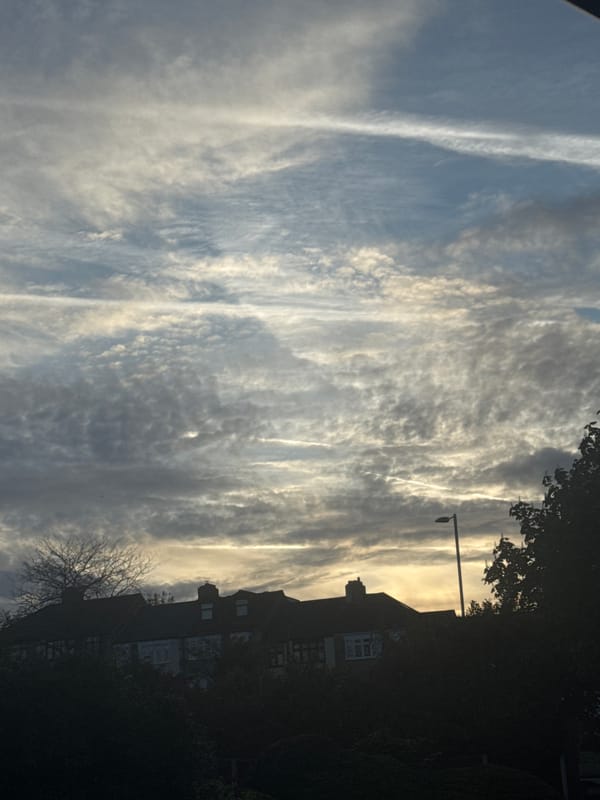 London resident captures evening skies over neighborhood streets