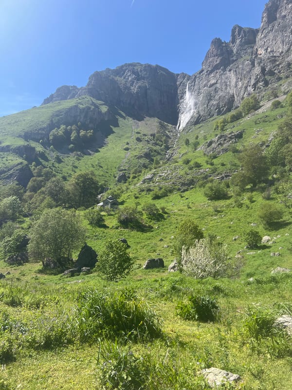 Waterfall documented on mountainside near Kalofer, Bulgaria