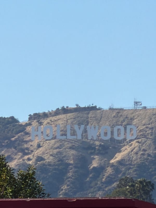 Hollywood Sign and Griffith Observatory on a hazy LA afternoon