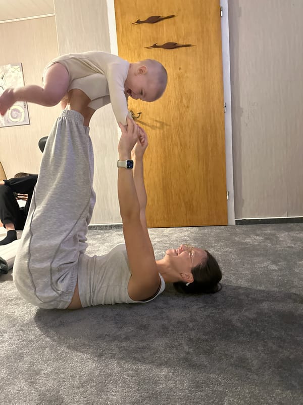 Woman documents home yoga routine in Fredenbeck, Germany