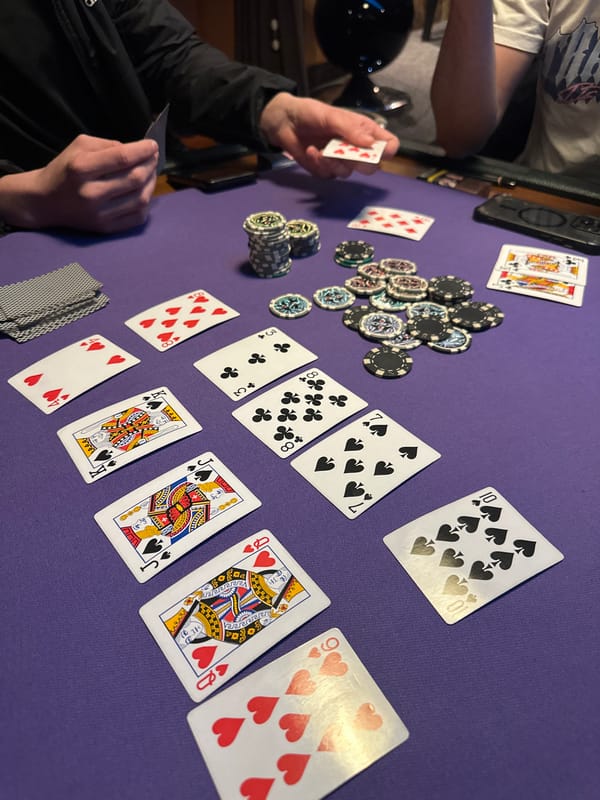 Poker game underway in Sofia with chips and cards