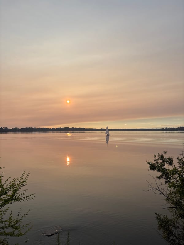 Warm sunset colors over a lake in Zheleznogorsk