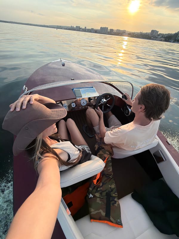 Sunset boat ride on the Volga River near Saratov