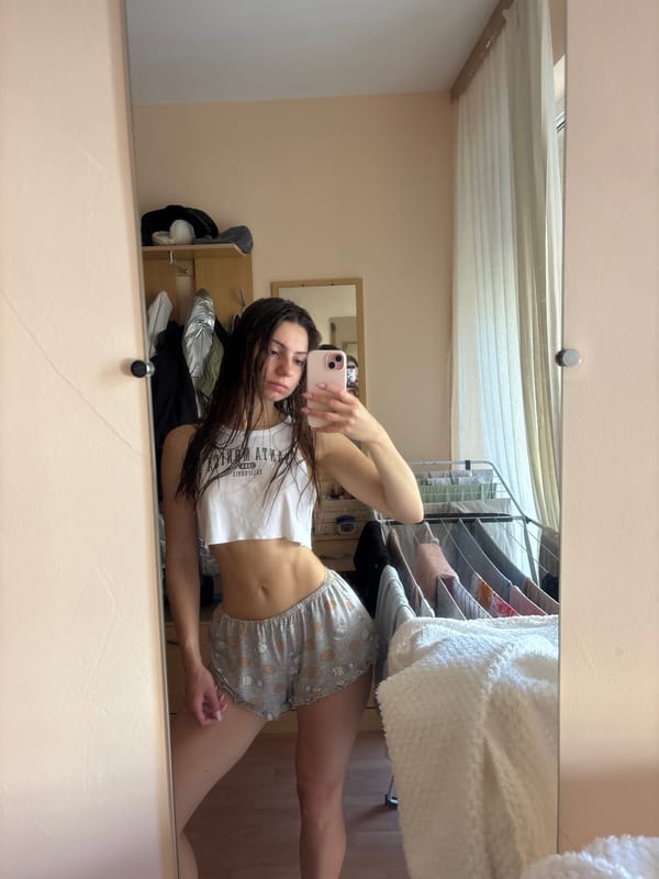 Woman documents morning routine in selfies, Varna Bulgaria