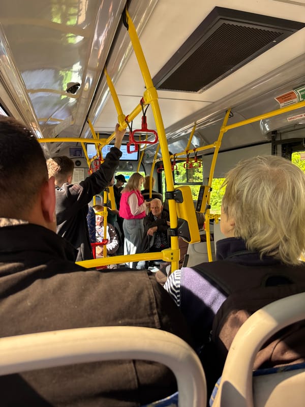 Passenger train spotted from moving bus in Vsevolozhsk