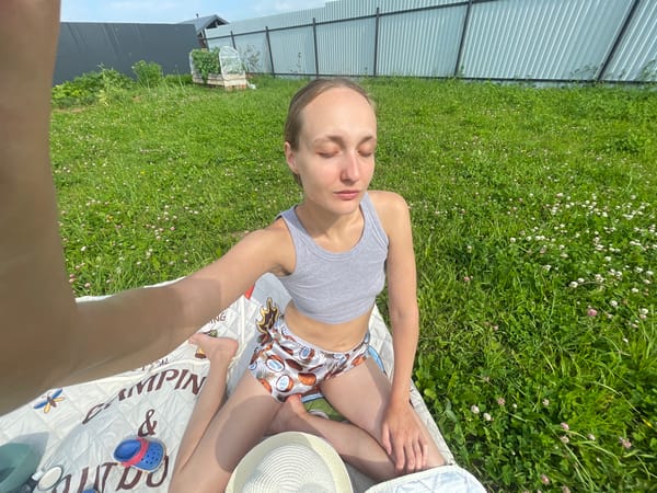 Lazy summer picnic with a baby in Подшивалово, Russia