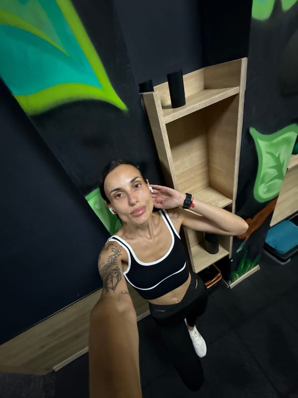 Woman records gym selfie video in Pleven, Bulgaria