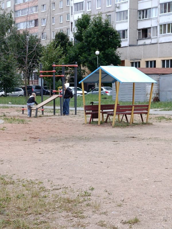 Minsk apartment district: playgrounds, gardens, and everyday street life