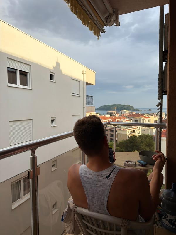 Casual balcony moments captured in coastal Budva, Montenegro