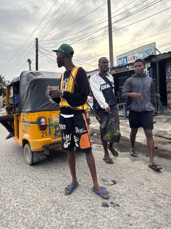 Street scenes captured in Ado, Nigeria during overcast afternoon