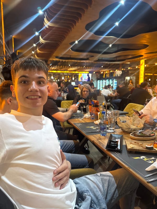 Young man photographed dining at restaurant in Vidin, Bulgaria