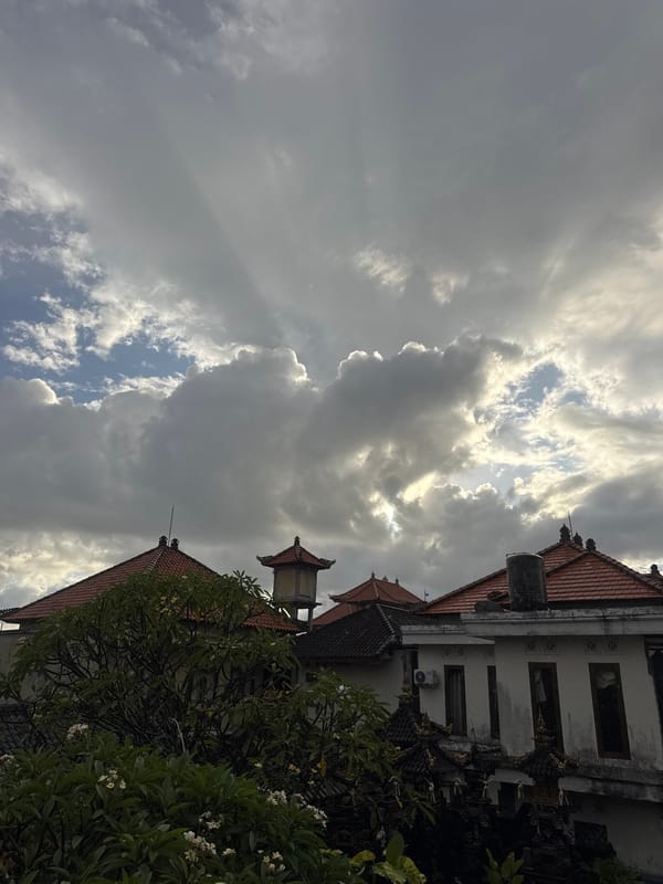 Tropical downpour hits Kuta amid blooming frangipani trees