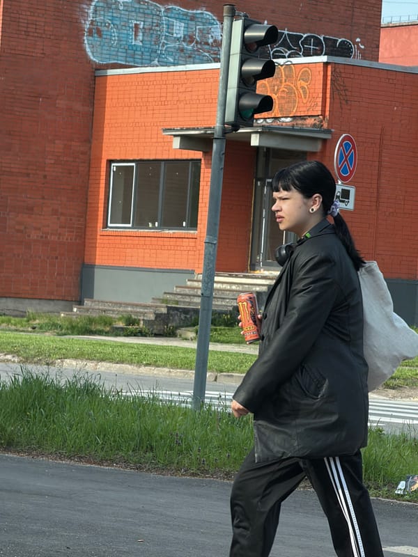 Morning street scene captured in central Riga