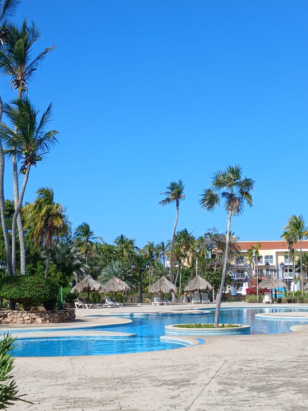 Resort pool scenes documented at Playa El Agua, Venezuela