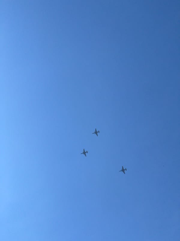 Military jets fly formation over Sofia, Bulgaria morning display