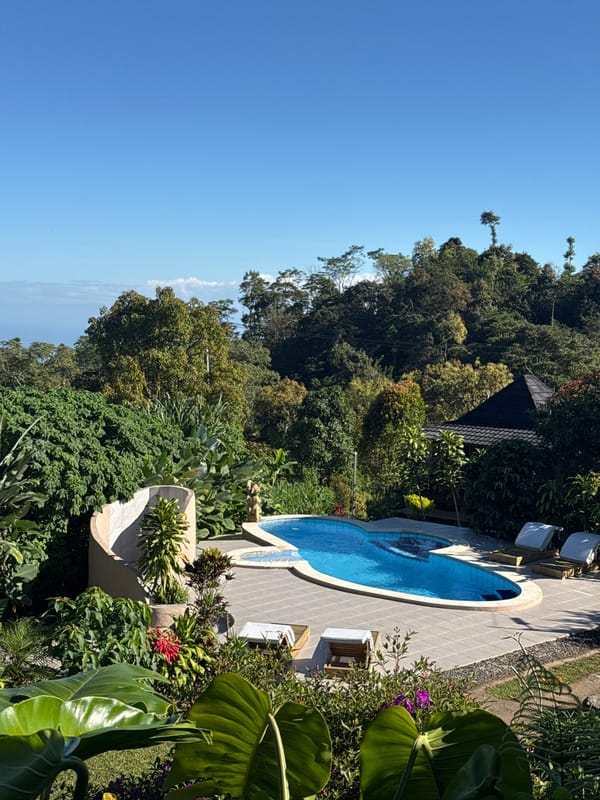 Early morning resort tour documented in tropical Banjar, Indonesia
