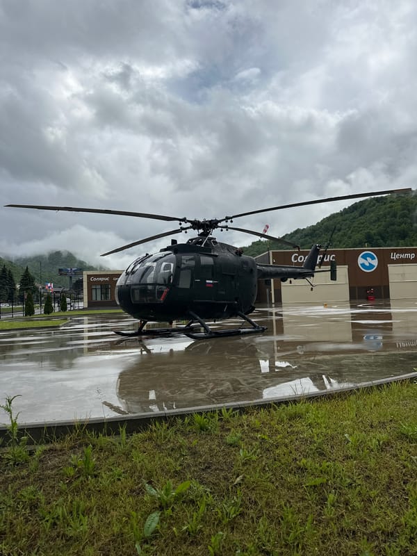 Helicopter spotted parked at Estosadok's Solaris Center