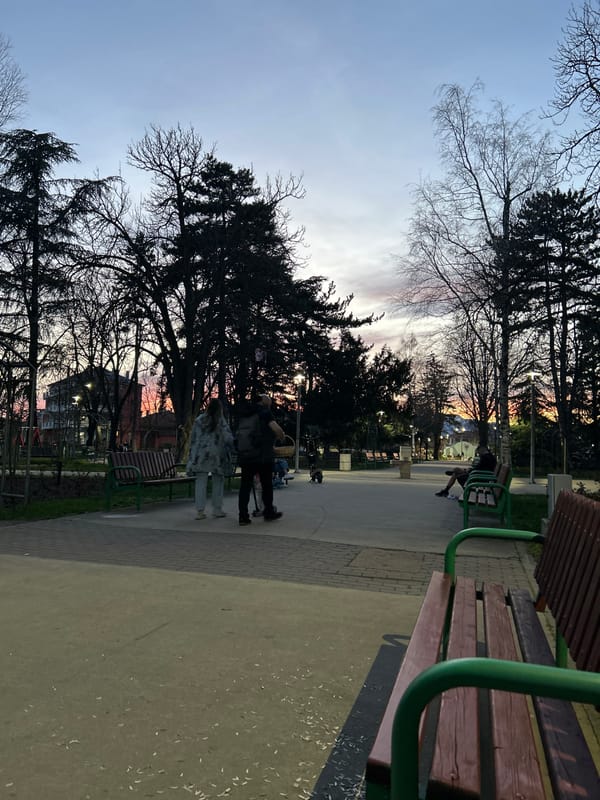 Dusk sunset observed at Kazanlak park in Bulgaria