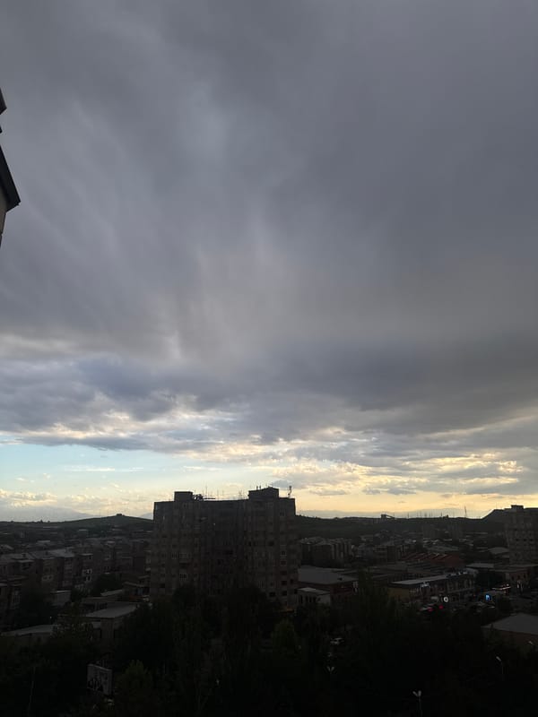 Dramatic clouds captured over Abovyan, Armenia cityscape