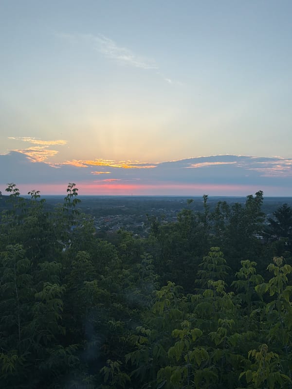 Sunset evening at Poltava's hilltop viewpoint and park