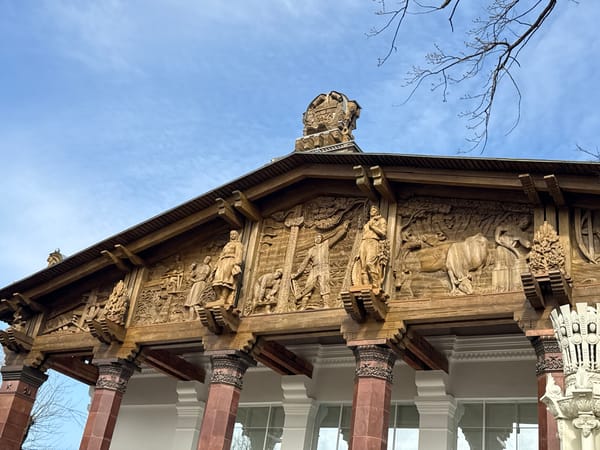 Visitor documents pavilions at Moscow's VDNKh exhibition center