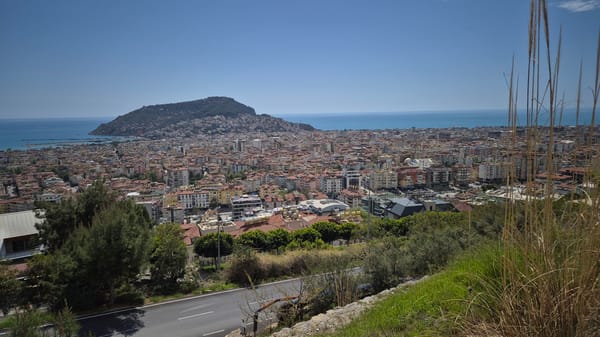 Morning views of Alanya coastline and mulberry tree documented