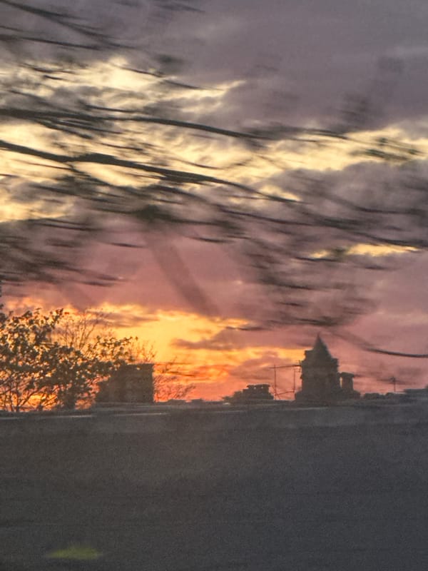 London commuter captures sunset selfies during evening journey