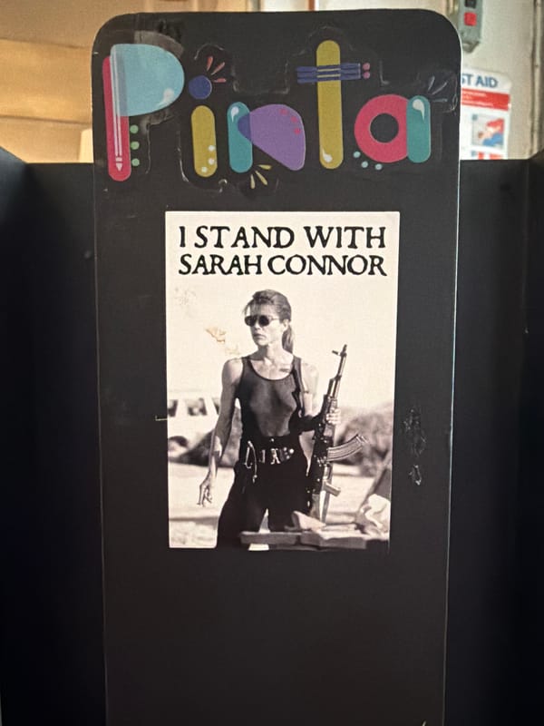 Sarah Connor solidarity sticker spotted in New York