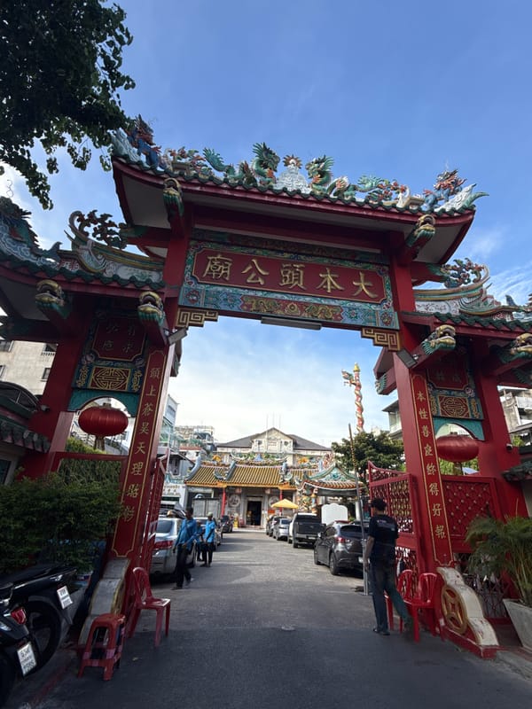 Morning scenes captured around Chinese temple gate in Bangkok